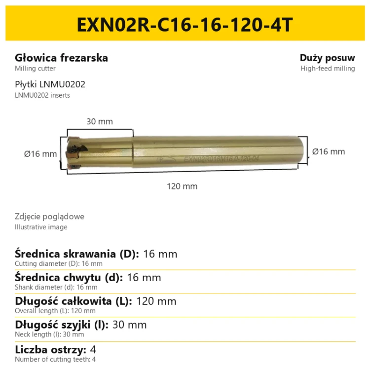 Głowica frezarska EXN02R-C16-16-120-4T