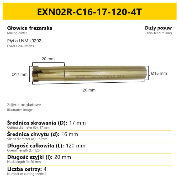 Głowica frezarska EXN02R-C16-17-120-4T