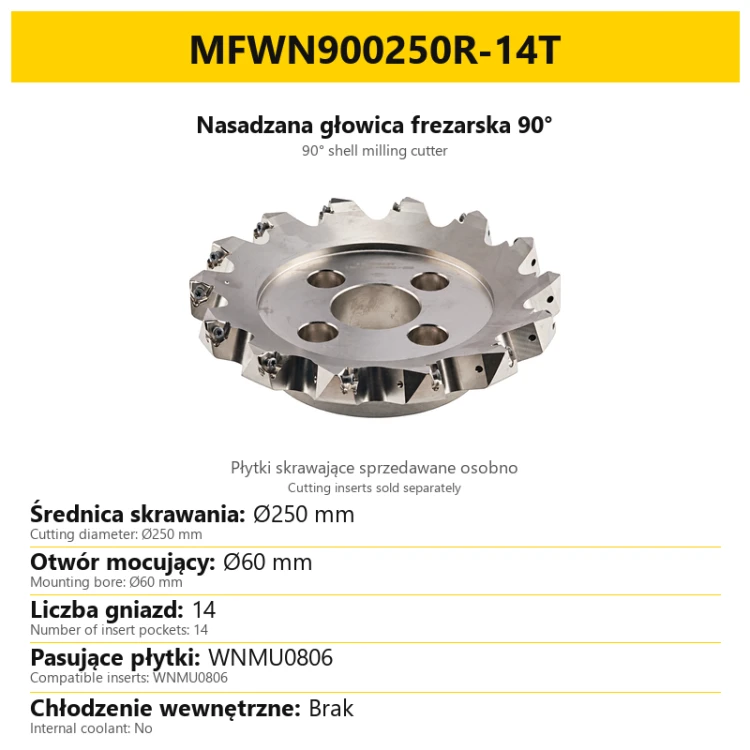 Głowica frezarska MFWN900250R-14T — PL/EN