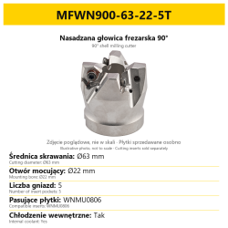 Shell milling cutter MFWN900-63-22-5T — PL/EN
