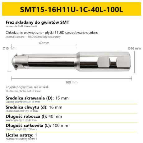 Przejdź do produktu Głowica do gwintowania SMT z chłodzeniem na płytki UID, frez składany do gwintów metrycznych 60° i calowych 55° (Whitworth/BSP)