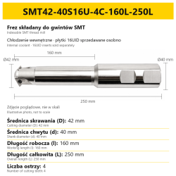 Frez składany do gwintów SMT SMT42-40S16U-4C-160L-250L
