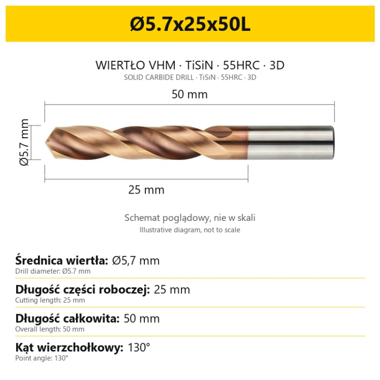 Wiertło DrillNox — Ø5.7x25x50L