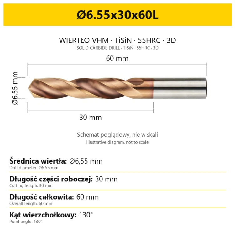 Wiertło DrillNox — Ø6.55x30x60L