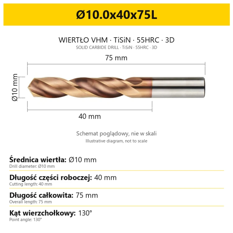 Wiertło DrillNox — Ø10.0x40x75L