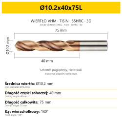 Wiertło DrillNox — Ø10.2x40x75L