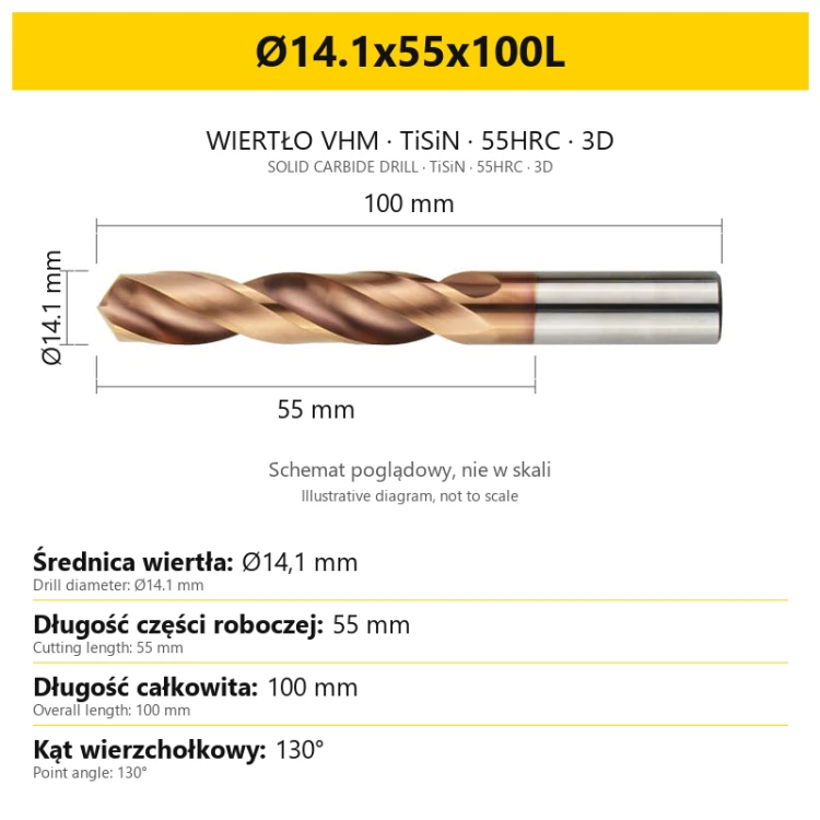 Wiertło DrillNox — Ø14.1x55x100L