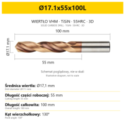 Wiertło DrillNox — Ø17.1x55x100L