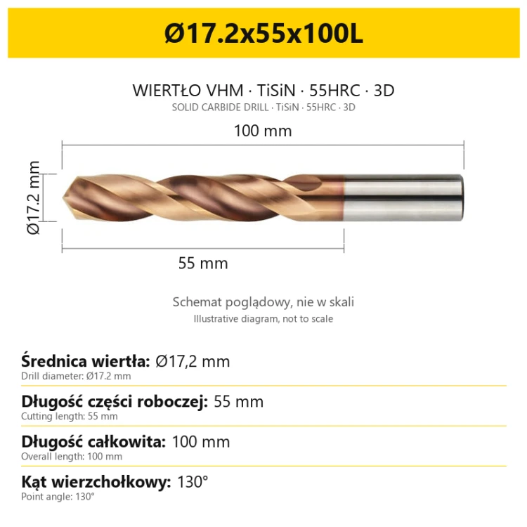Wiertło DrillNox — Ø17.2x55x100L