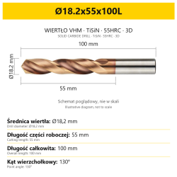 Wiertło DrillNox — Ø18.2x55x100L