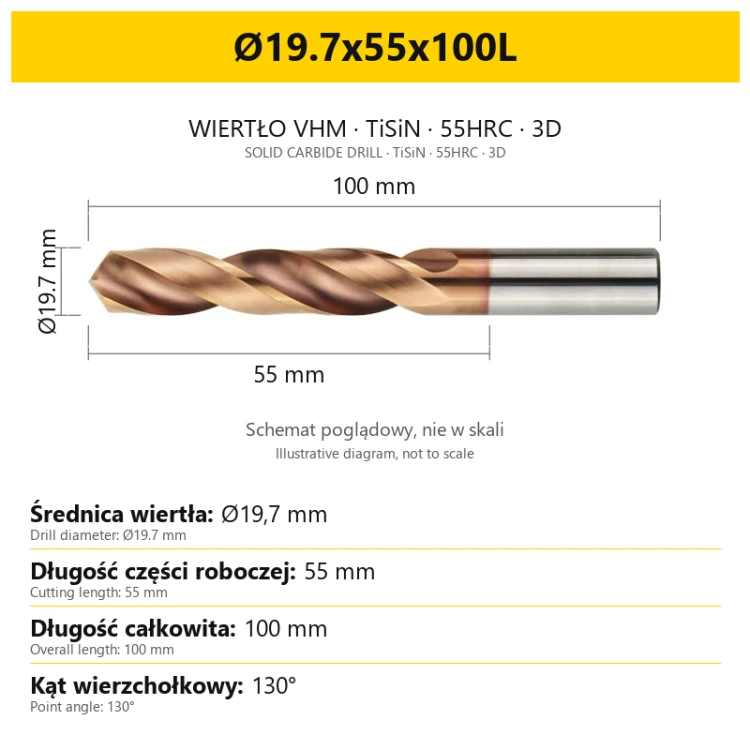 Wiertło DrillNox — Ø19.7x55x100L