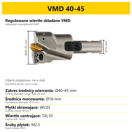 Przejdź do produktu Regulowane wiertło składane VMD do wiercenia dużych otworów ø45 - ø200  