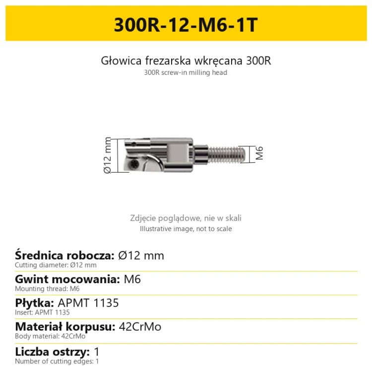Głowica frezarska 300R - 300R-12-M6-1T