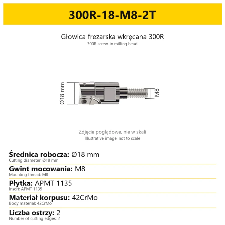 Głowica frezarska 300R - 300R-18-M8-2T