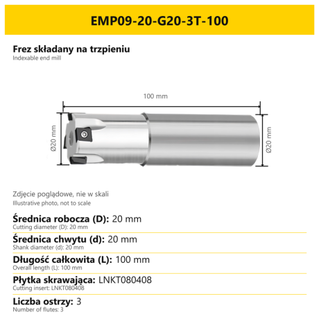 Przejdź do produktu Głowica frezerska EMP09 na płytki LNKT120608