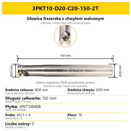 Przejdź do produktu Głowica frezerska na płytki 3pkt chwyt walcowy
