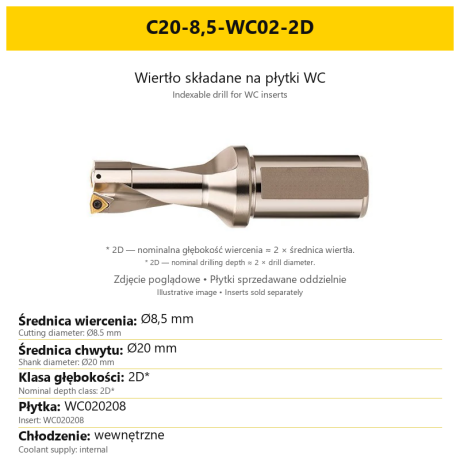 Przejdź do produktu Wiertło płytkowe, składane na płytki WC 2xD, z chłodzeniem, 2D