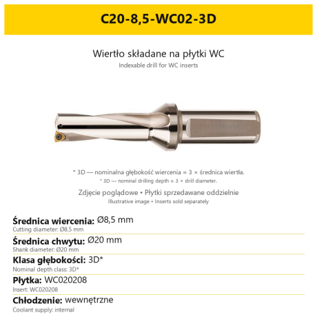 Przejdź do produktu Wiertło płytkowe, składane na płytki WC 3xD, z chłodzeniem, 3D