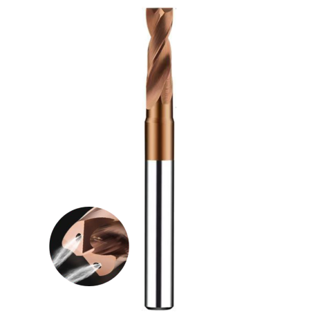Go to product Flat Bottom Carbide Drill with Internal Coolant VHM 55HRC TiSiN TiStorm TM3