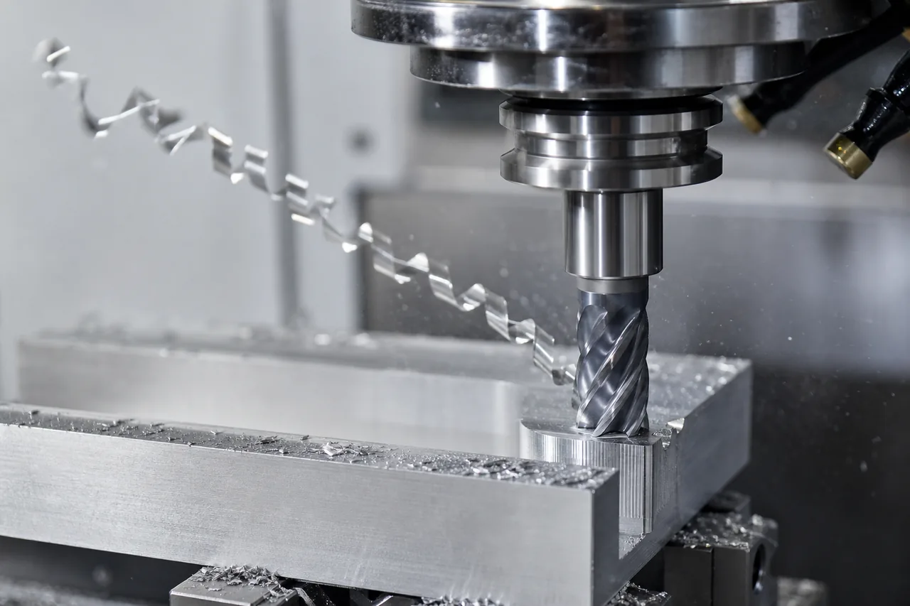 Frez VHM do aluminium podczas frezowania CNC z długim wiórem