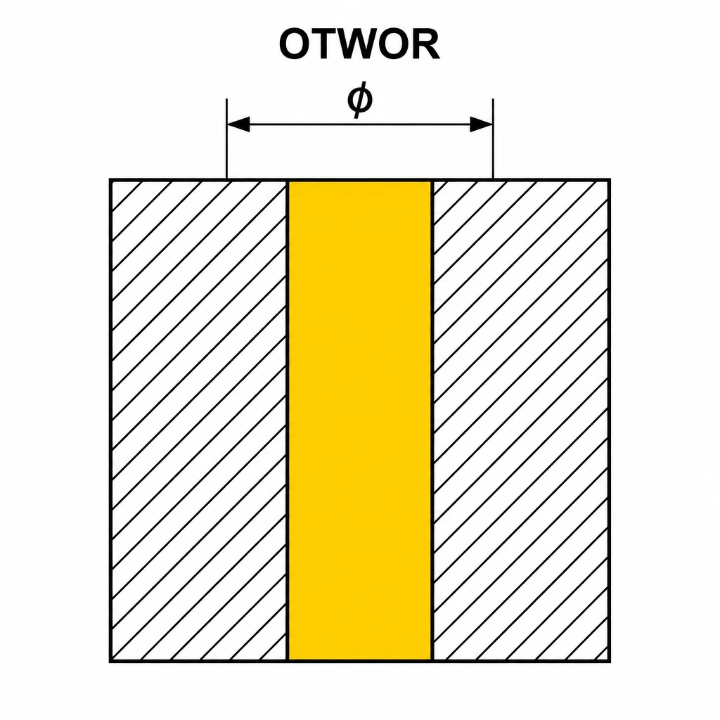 Wymiar tolerowany otworu - schemat techniczny