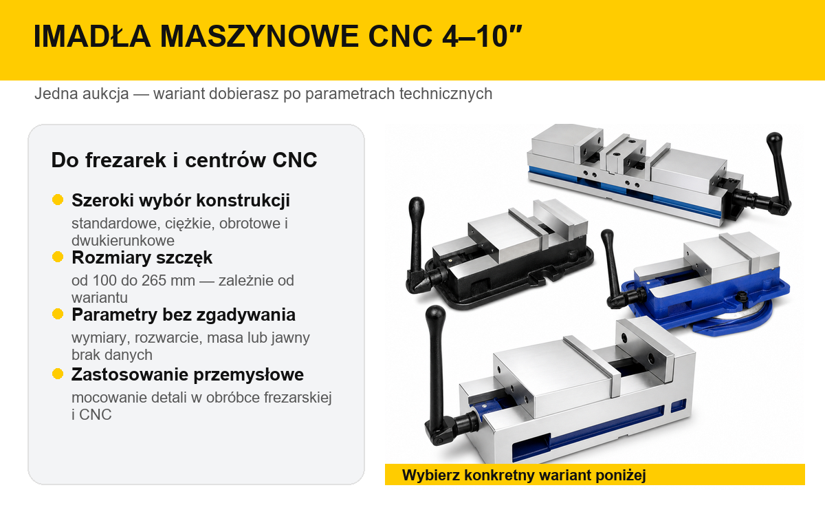 Imadła maszynowe CNC 4–10 cali – rodzina wariantów